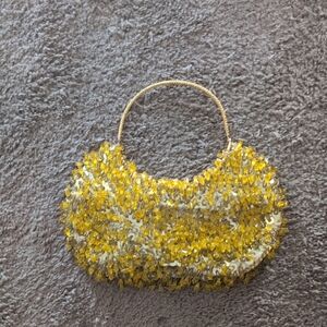 Chic Yellow Beaded Clutch